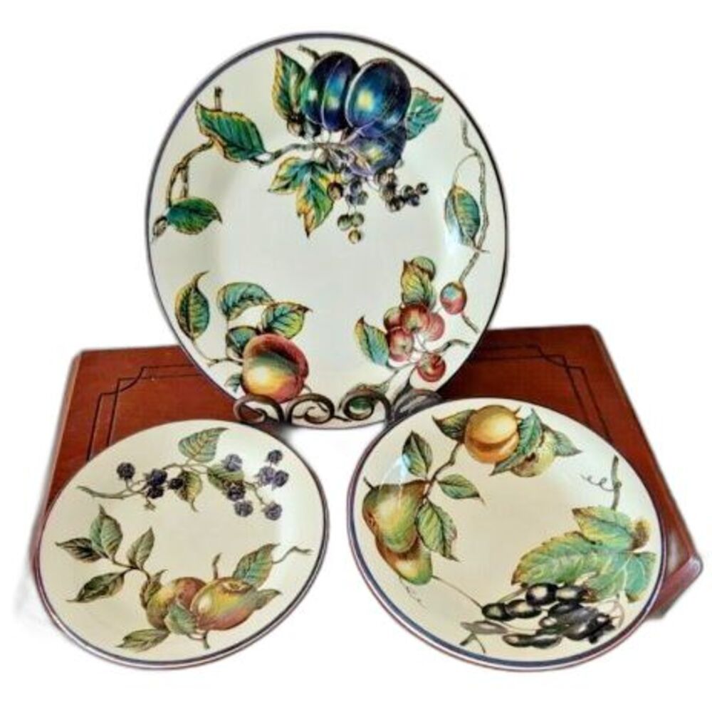 Pier One 1 Macintosh Dinner, Salad Plate & Bowl Set Earthenware Italy Retired